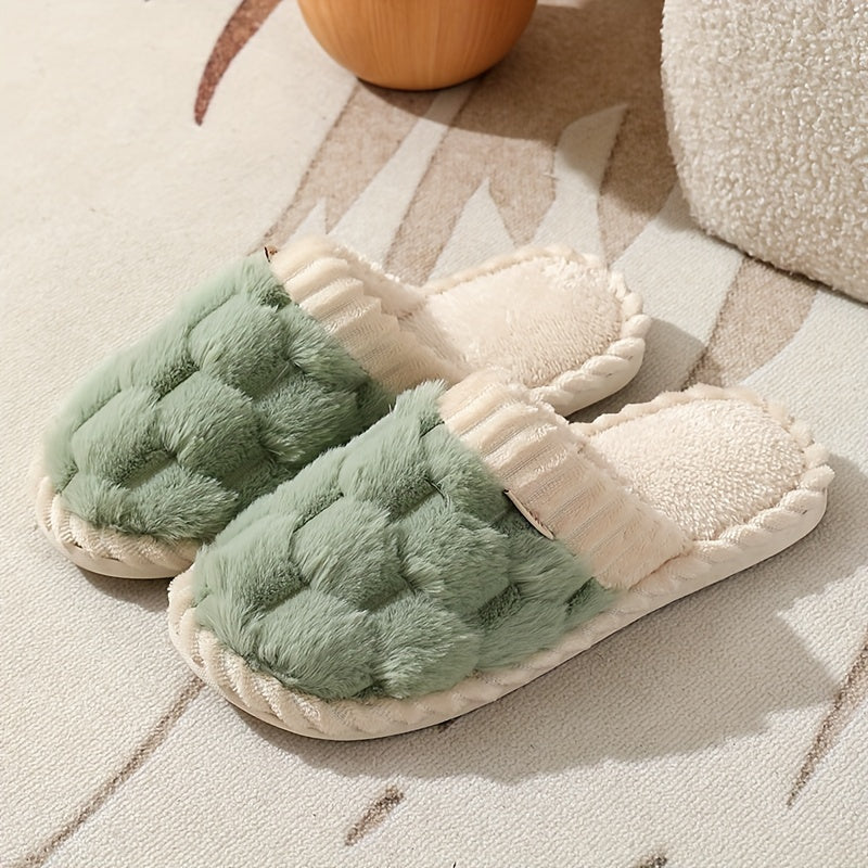 Women’s Plush Faux Fur Slippers – Cozy Non-Slip Winter Shoes