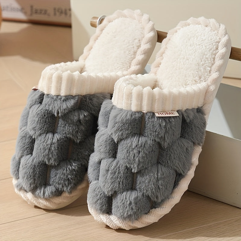 Women’s Plush Faux Fur Slippers – Cozy Non-Slip Winter Shoes