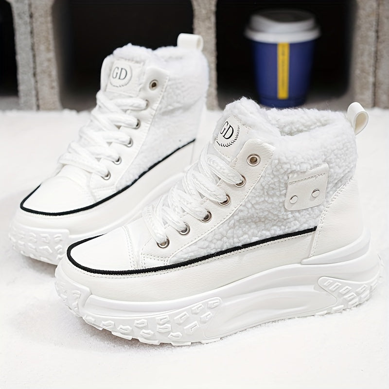 Modieuze Dameslaarzen: Nieuwe Herfst/Winter Hoge Top Warme Korte Laarzen, Trendy Schoenen