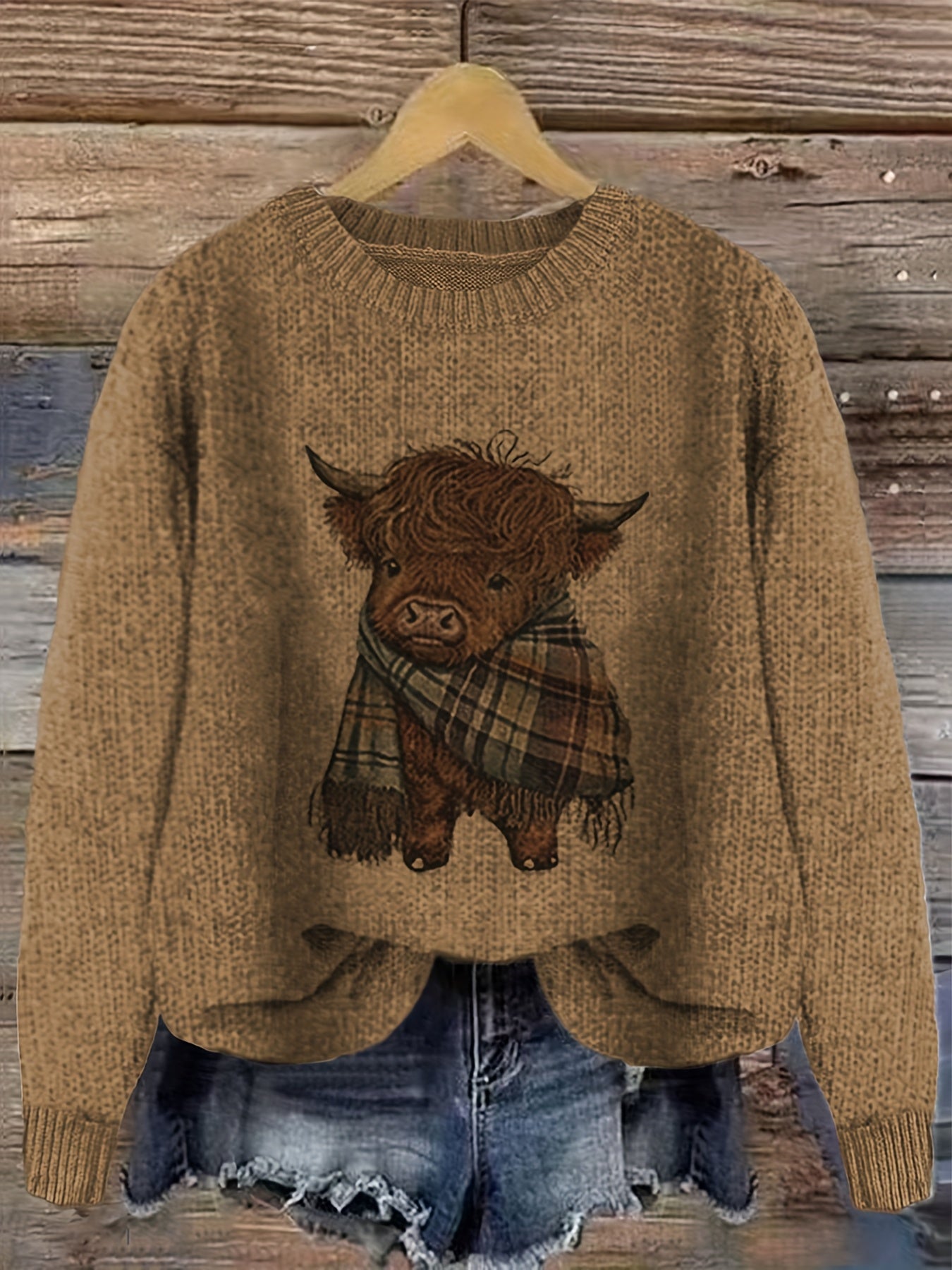 Women’s Pink & Brown Color Block Sweater