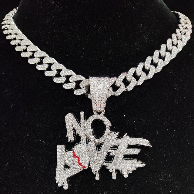 Sterling Mystique | Collier chaîne cubaine hip-hop - Design NO LOVE