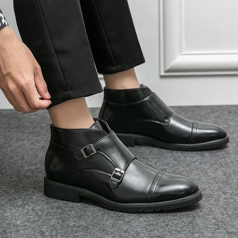 Parker | Faux Leather Double-Buckle Boots