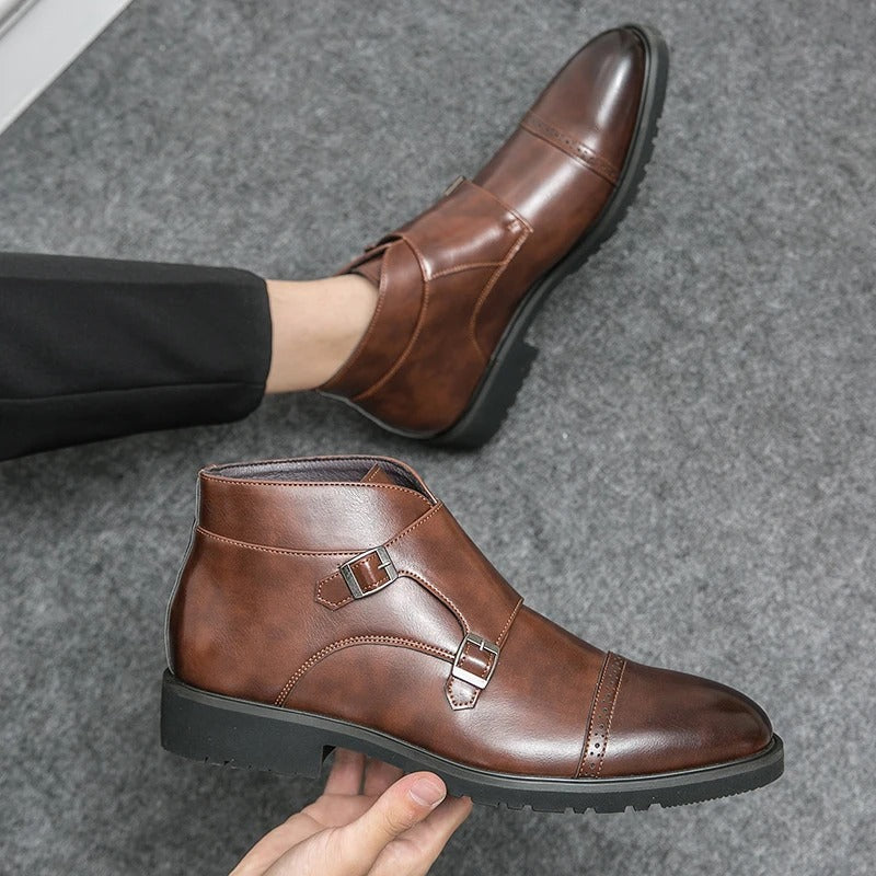 Parker | Faux Leather Double-Buckle Boots