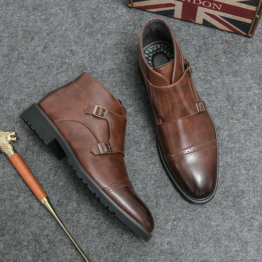 Parker | Faux Leather Double-Buckle Boots