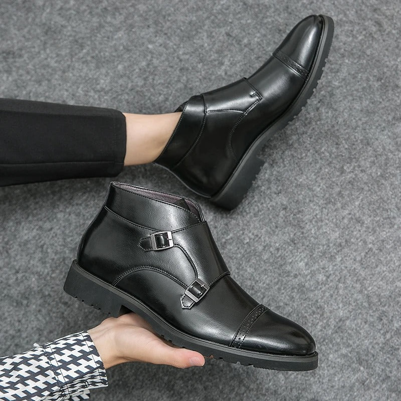 Parker | Faux Leather Double-Buckle Boots