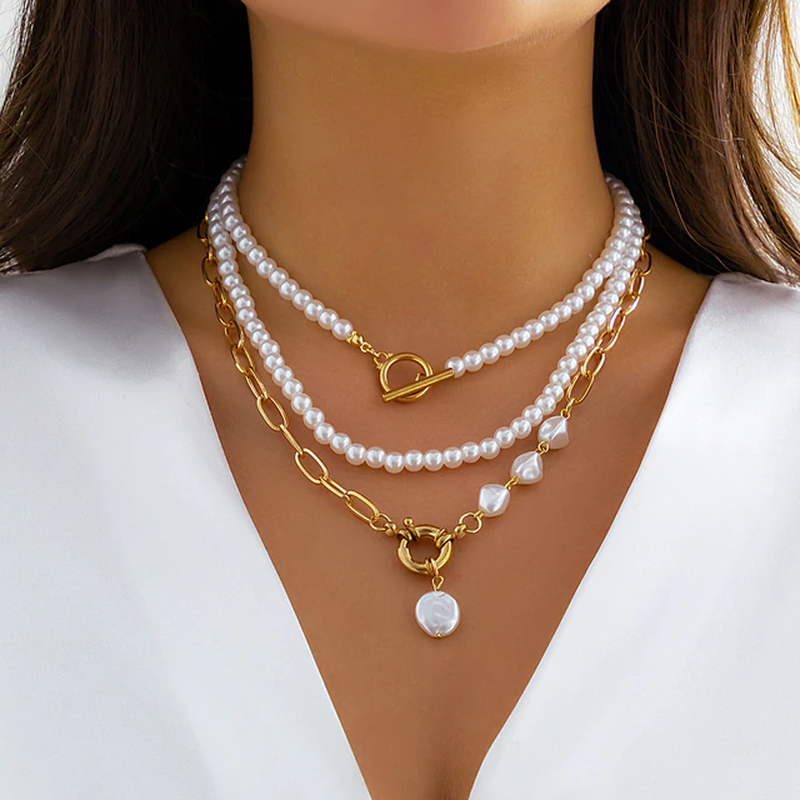 Collier de perles élégant à plusieurs niveaux – Un classique intemporel