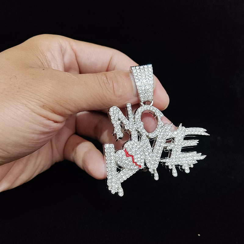 Sterling Mystique | Collier chaîne cubaine hip-hop - Design NO LOVE