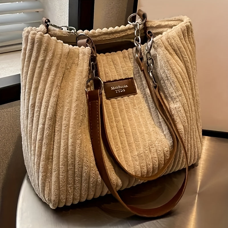 Women’s Corduroy Handbag – Everyday Shoulder Tote