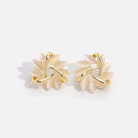 Boucles d'oreilles élégantes en forme de pétales d'opale