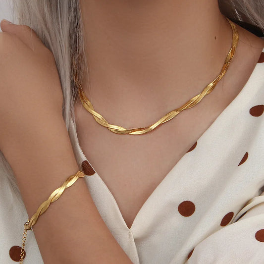 Ensemble collier et bracelet torsadés
