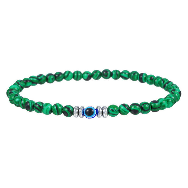 Bracelet homme en pierre naturelle de 4 mm avec breloque mauvais œil