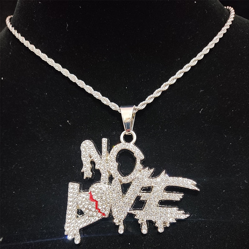 Sterling Mystique | Collier chaîne cubaine hip-hop - Design NO LOVE