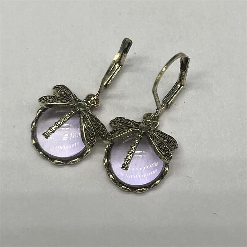 Boucles d'oreilles vintage en pierre de lune en forme de goutte avec motif libellule