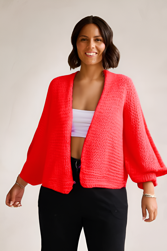 Front™ | Women's Beige Open-Front Sweater